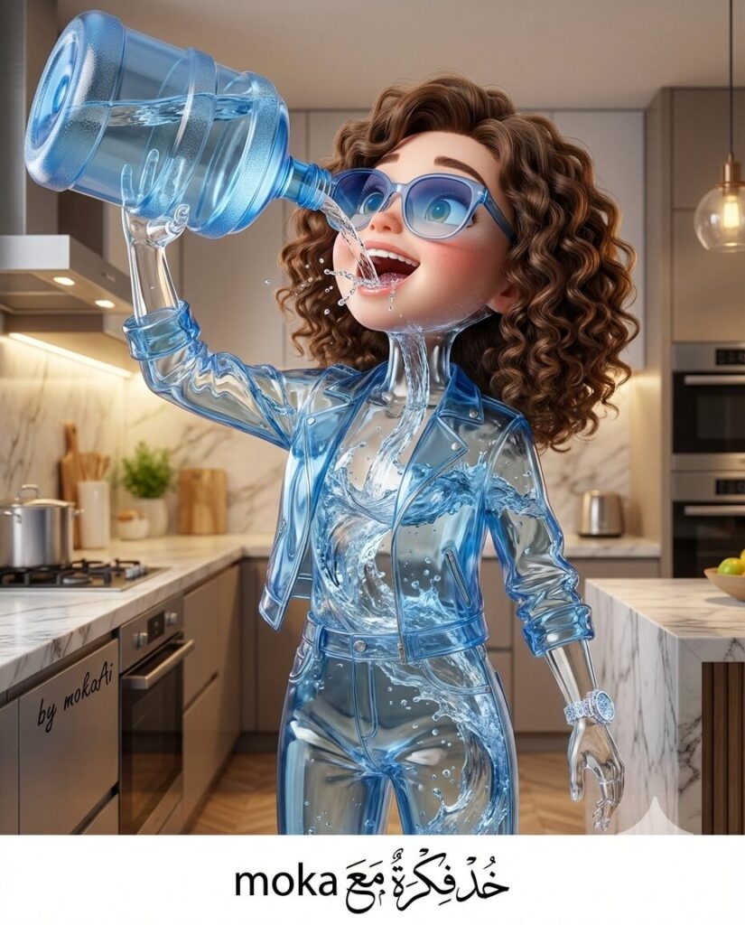 مشهد خيالي بالذكاء الاصطناعي 🤯 | لما الميه تتحرك جوه جسم زجاجي قدام عينك! 5 1000700906