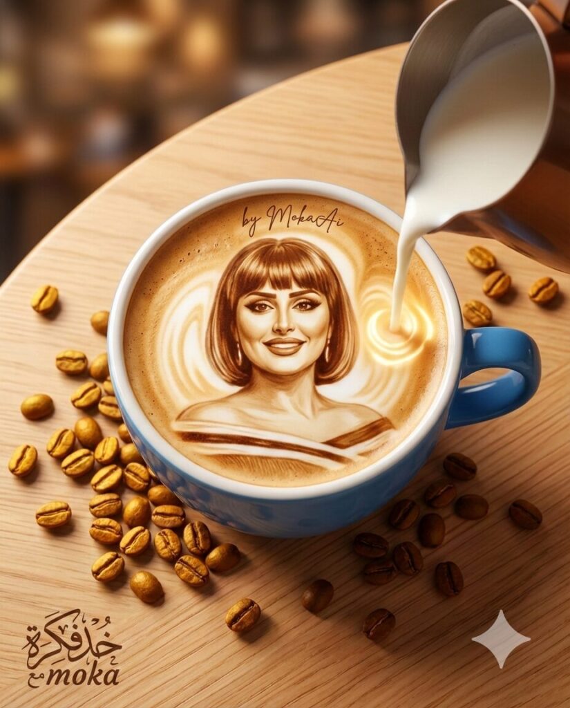 برومبت احترافي لتحويل بورتريه واقعي داخل فنجان قهوة – Latte Art Portrait Ultra Realistic 8K 5 1000702490