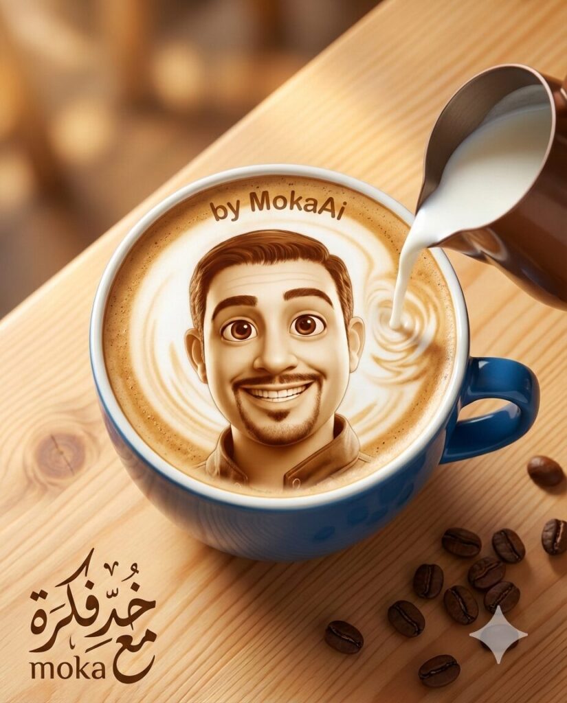 برومبت احترافي لتحويل بورتريه واقعي داخل فنجان قهوة – Latte Art Portrait Ultra Realistic 8K 4 1000702492