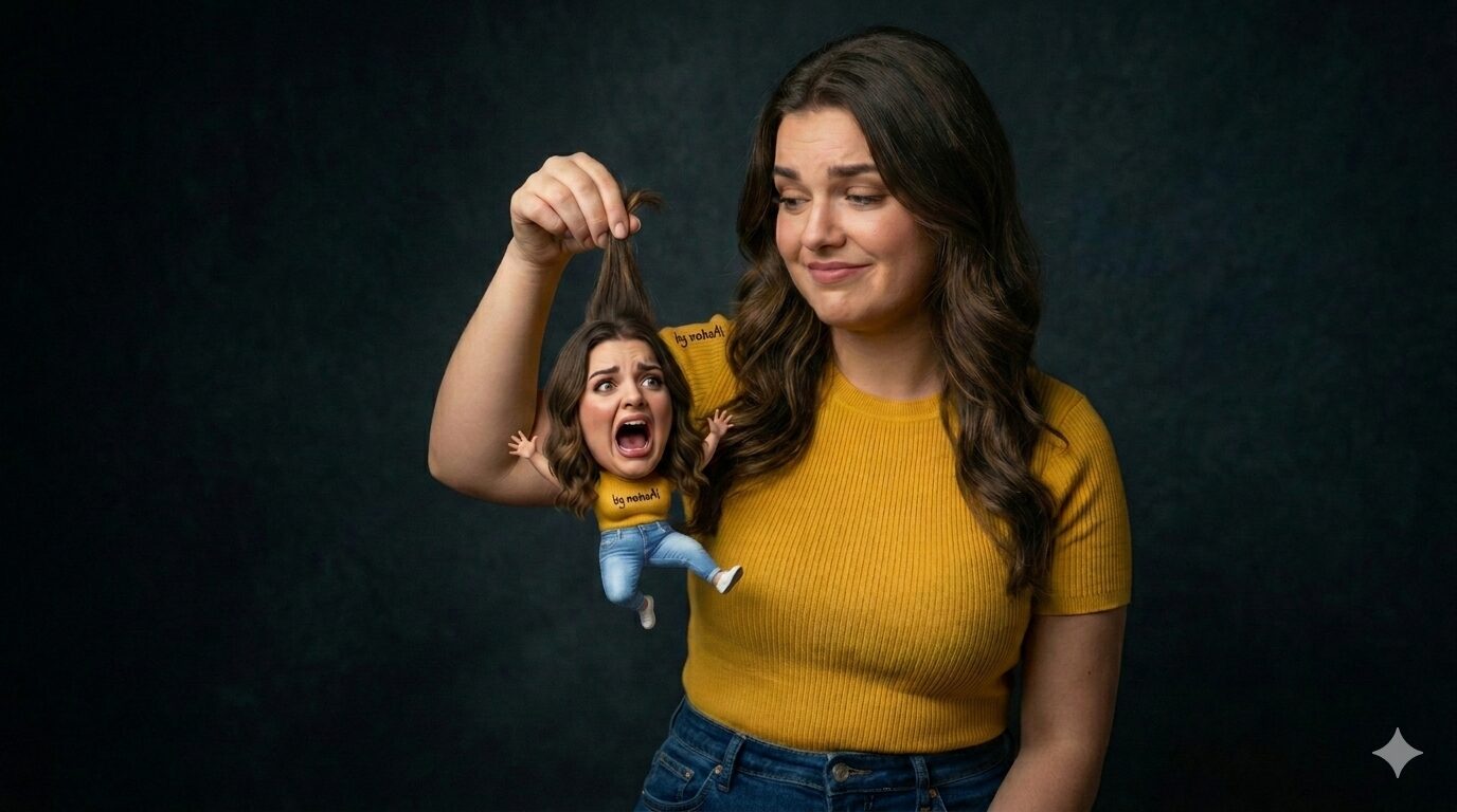 إنشاء صورة سينمائية واقعية بذكاء اصطناعي مع نسخة كاريكاتير مصغّرة من نفس الشخص 7 صورة سينمائية واقعية تم إنشاؤها بالذكاء الاصطناعي لشخص يمسك نسخة كاريكاتيرية مصغرة من نفسه باستخدام برومبت احترافي.