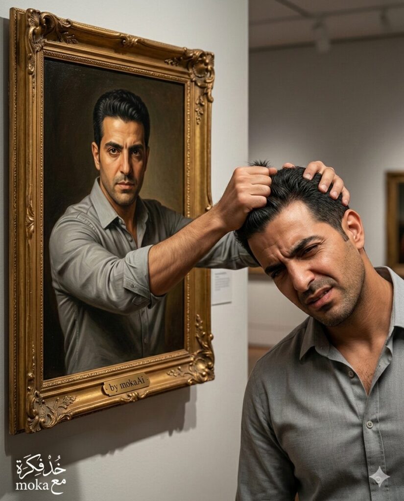 لما صورتك تخرج من اللوحة وتمسكك من شعرك! (Prompt احترافي لصورة سريالية واقعية) 4 1000704677