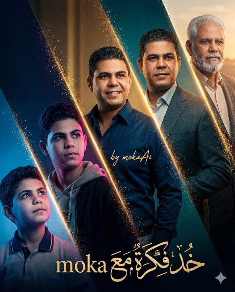 برومبت تحويل صورتك إلى خط زمني للحياة من الطفولة إلى الشيخوخة بالذكاء الاصطناعي 4 صورة مقسمة إلى خمس شرائح قطرية تعرض نفس الشخص في مراحل مختلفة من العمر بداية من الطفولة ثم المراهقة ثم الشباب ثم النضج وصولًا إلى الشيخوخة.