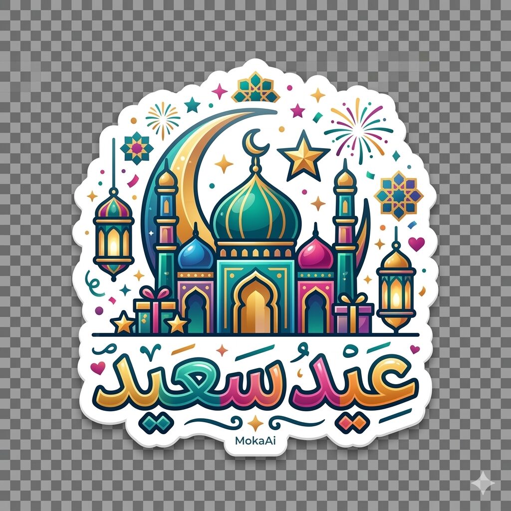 ملصق احترافي لكلمة حبك مع قلب ملون بتصميم Stickermule وخلفية شفافة