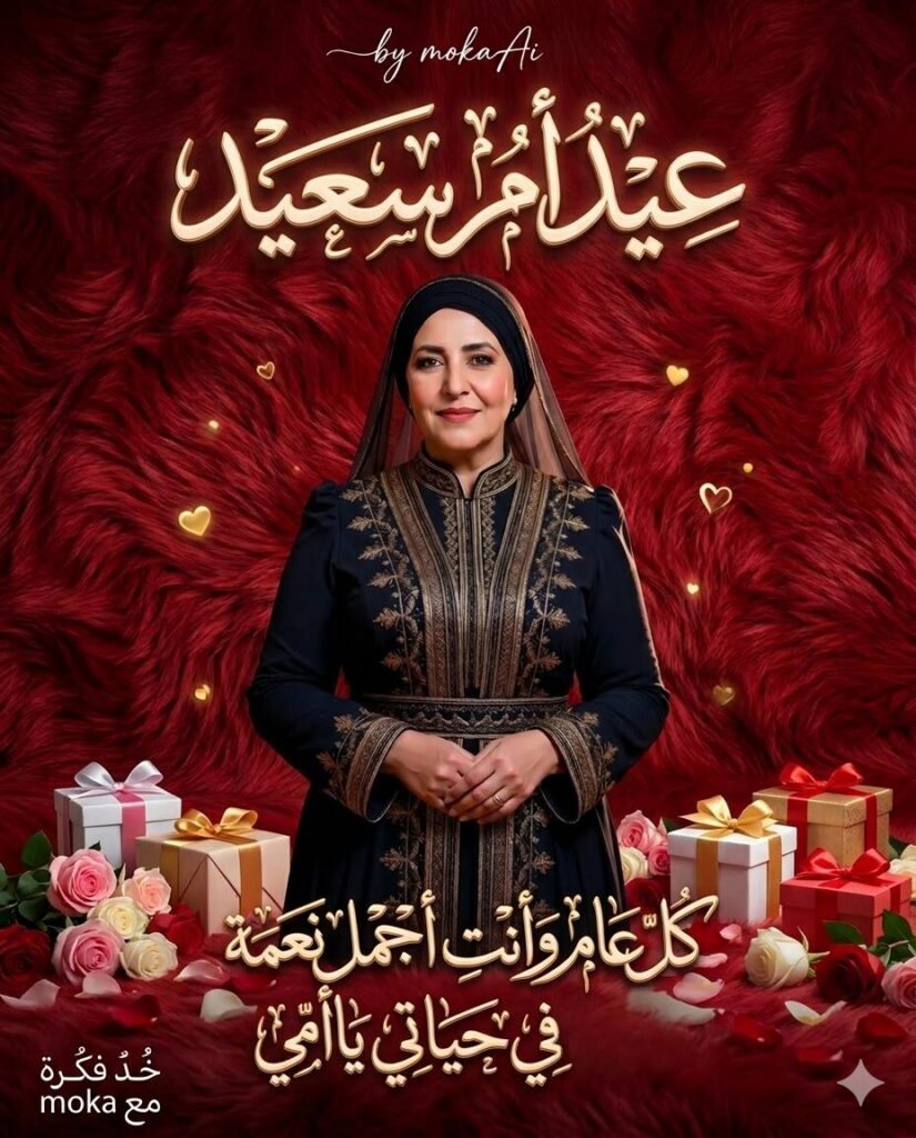 تصميم صورة تهنئة عيد الأم بخلفية فخمة باستخدام الذكاء الاصطناعي