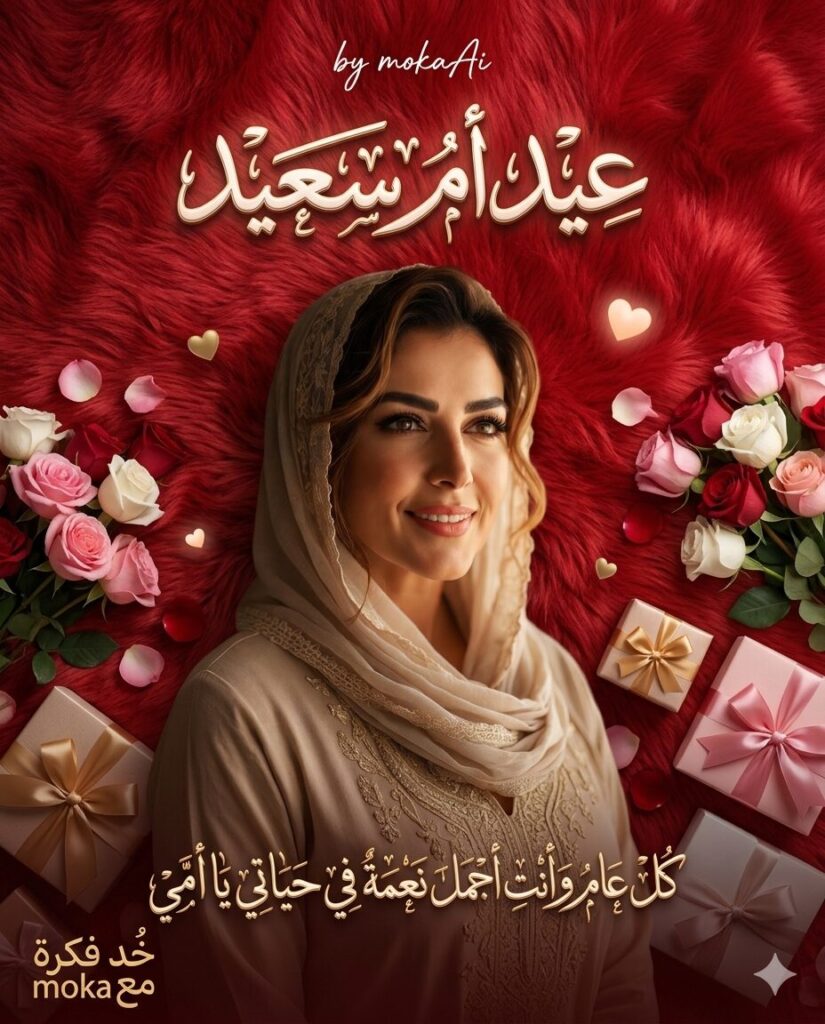 تصميم صورة تهنئة عيد الأم بخلفية فخمة باستخدام الذكاء الاصطناعي