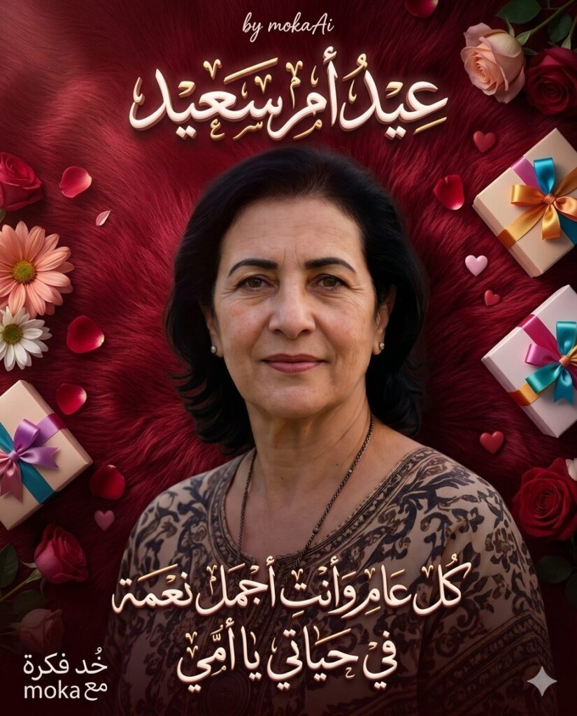 تصميم صورة تهنئة عيد الأم بخلفية فخمة باستخدام الذكاء الاصطناعي