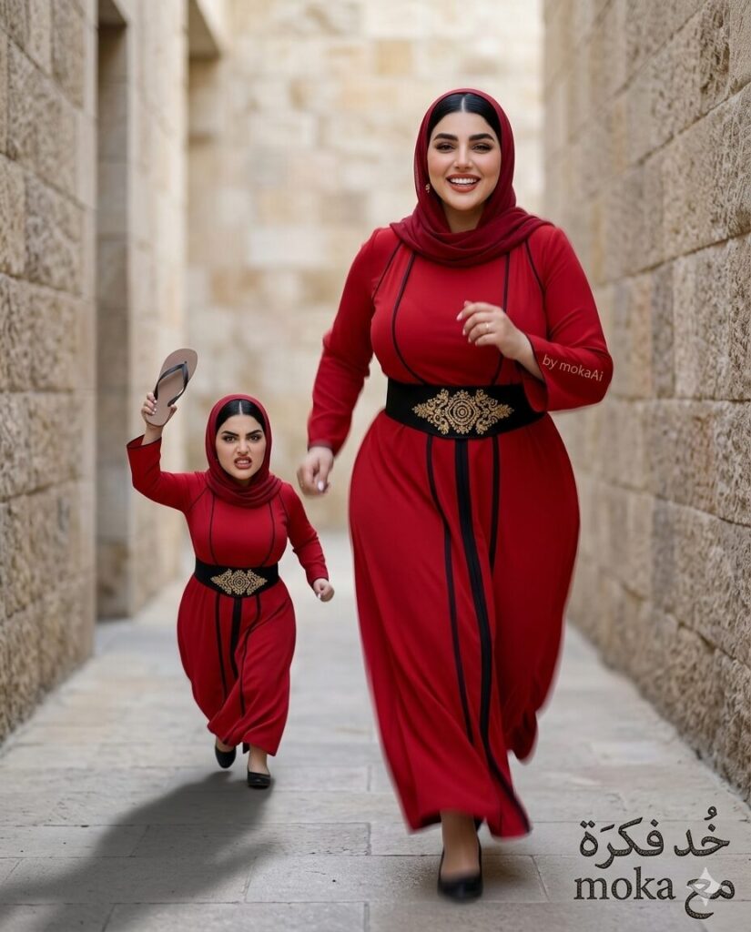 تصميم صورة مضحكة لشخص يطارد نفسه باستخدام الذكاء الاصطناعي في مشهد كوميدي واقعي