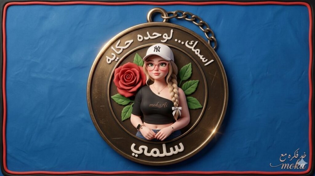 تصميم ميدالية برونزية فخمة تضم بورتريه شخصي بأسلوب الصلصال الناعم 3D.