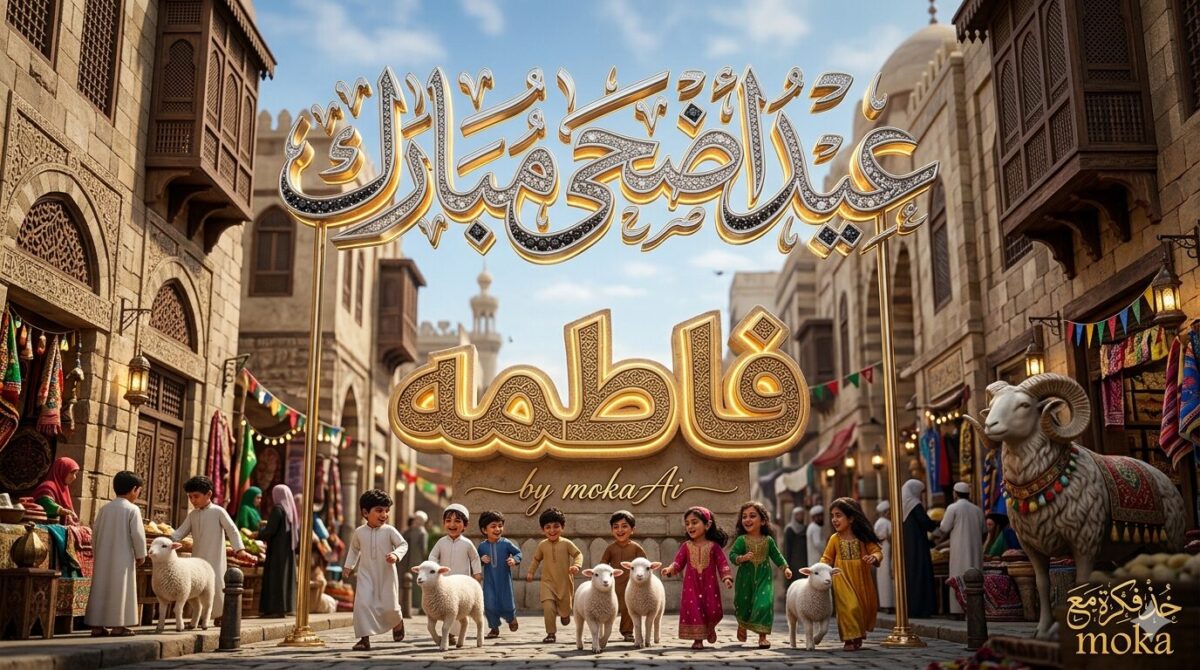 أقوى برومبت لعمل صور عيد الأضحى 2026: تصميم حارة مصرية بستايل 8K واسمك بالذهب والألماس